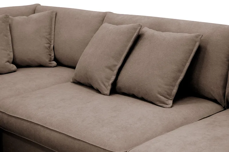 Rossita Lyx 4-sits Vänstervänd L-formad Extra Djup Schäslongsoffa i Tyg - Brun Tyg - Products - Möbler - Soffa - Divansoffa & schäslongsoffa - 4 sits soffa med divan