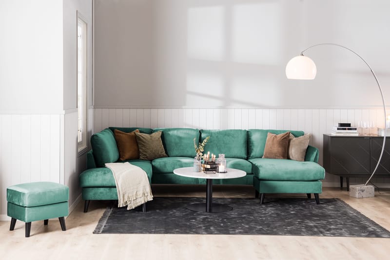 Trend 4-sits Högervänd L-formad Schäslongsoffa i Sammet - Grön - Products - Möbler - Soffa - Divansoffa & schäslongsoffa - 4 sits soffa med divan