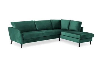 Trend 4-sits Högervänd L-formad Schäslongsoffa i Sammet - Grön - Products - Möbler - Soffa - Divansoffa & schäslongsoffa - 4 sits soffa med divan
