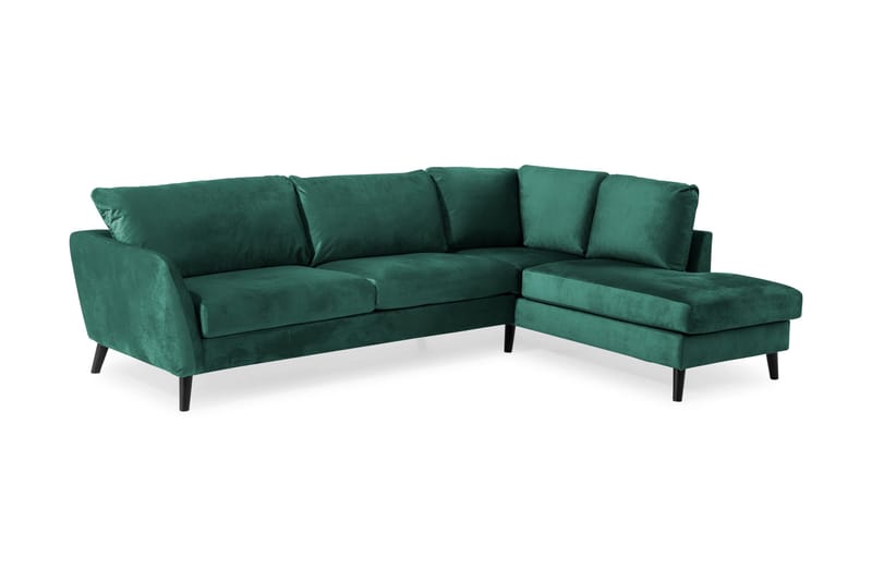 Trend 4-sits Högervänd L-formad Schäslongsoffa i Sammet - Grön - Products - Möbler - Soffa - Divansoffa & schäslongsoffa - 4 sits soffa med divan