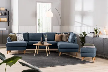 Trend 4-sits Högervänd L-formad Schäslongsoffa i Tyg - Blå - Products - Möbler - Soffa - Divansoffa & schäslongsoffa - 4 sits soffa med divan