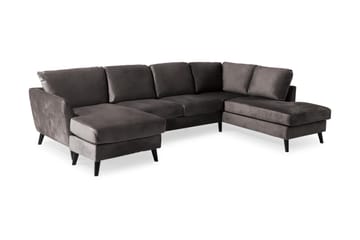 Trend 4-sits Högervänd U-formad Soffa med Divan och Schäslong i Sammet - Mörkgrå - Products - Möbler - Soffa - Divansoffa & schäslongsoffa - 4 sits soffa med divan