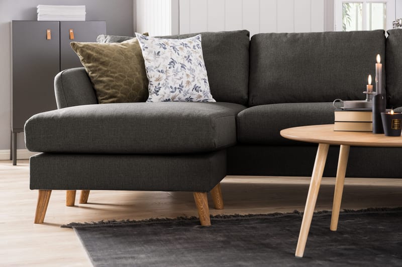 Trend 4-sits Vänstervänd L-formad Schäslongsoffa i Tyg - Svart - Products - Möbler - Soffa - Divansoffa & schäslongsoffa - 4 sits soffa med divan