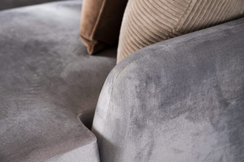 Trend 4-sits Vänstervänd U-formad Soffa med Divan och Schäslong i Sammet - Ljusgrå - Products - Möbler - Soffa - Divansoffa & schäslongsoffa - 4 sits soffa med divan