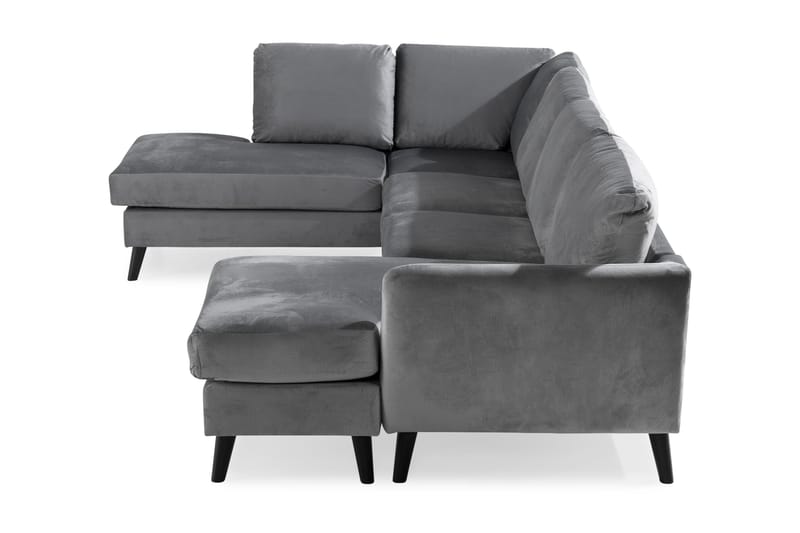 Trend 4-sits Vänstervänd U-formad Soffa med Divan och Schäslong i Sammet - Ljusgrå - Products - Möbler - Soffa - Divansoffa & schäslongsoffa - 4 sits soffa med divan