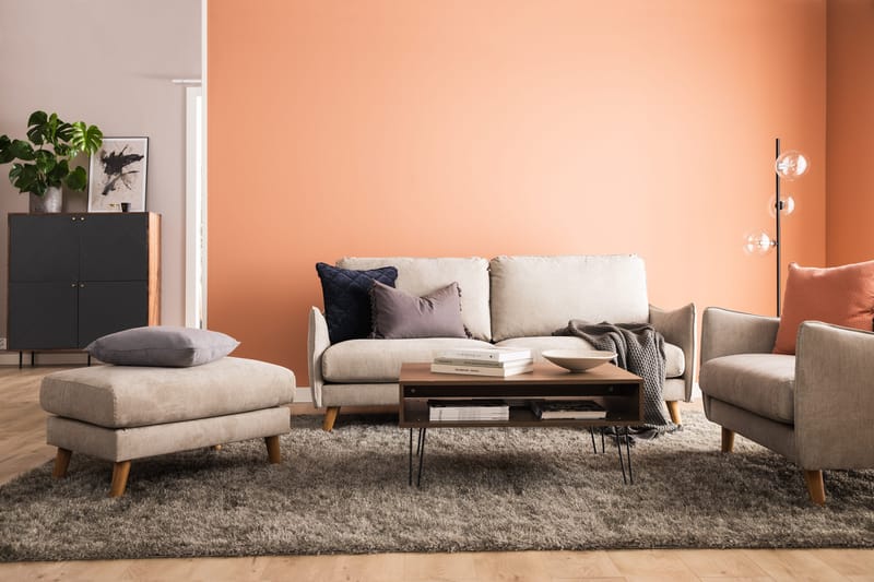 Trend Lyx 4-sits Högervänd L-formad Schäslongsoffa i Tyg - Beige - Products - Möbler - Soffa - Divansoffa & schäslongsoffa - 4 sits soffa med divan