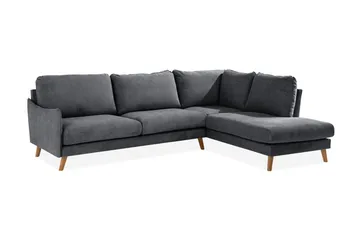 Trend Lyx Schäslongsoffa Höger - Mörkgrå/Ek - Products - Möbler - Soffa - Divansoffa & schäslongsoffa - 4 sits soffa med divan