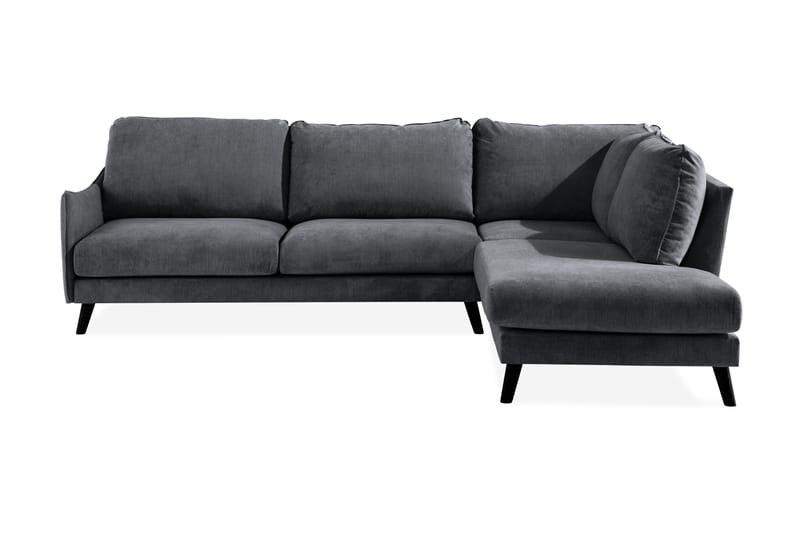 Trend Lyx Schäslongsoffa Höger, Mörkgrå/Svart