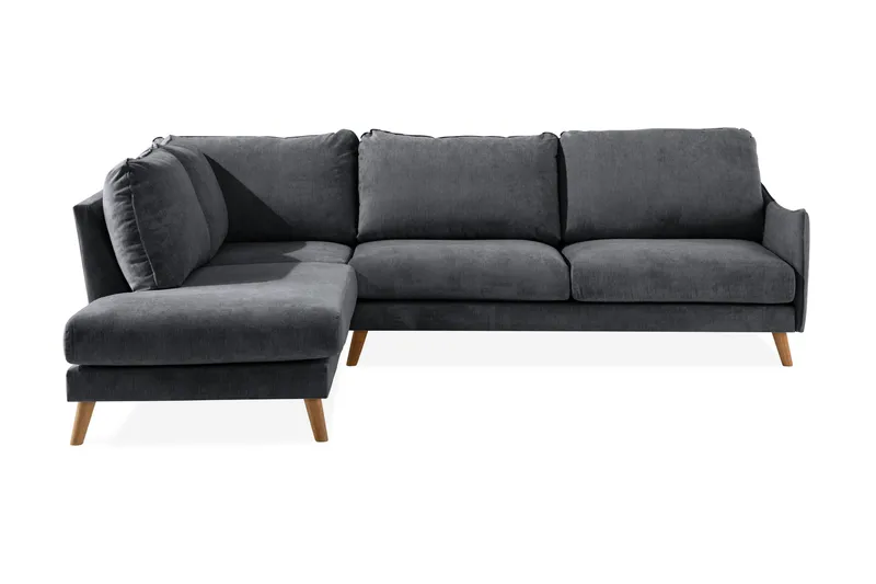 Trend Lyx Schäslongsoffa Vänster, Mörkgrå/Ek