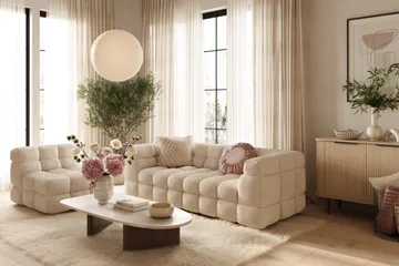 Elise Bubblig Soffgrupp 3-sits Soffa + Fåtölj - Vit - Products - Möbler - Soffa - Soffgrupp