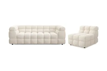 Elise Bubblig Soffgrupp 3-sits Soffa + Fåtölj - Vit - Products - Möbler - Soffa - Soffgrupp