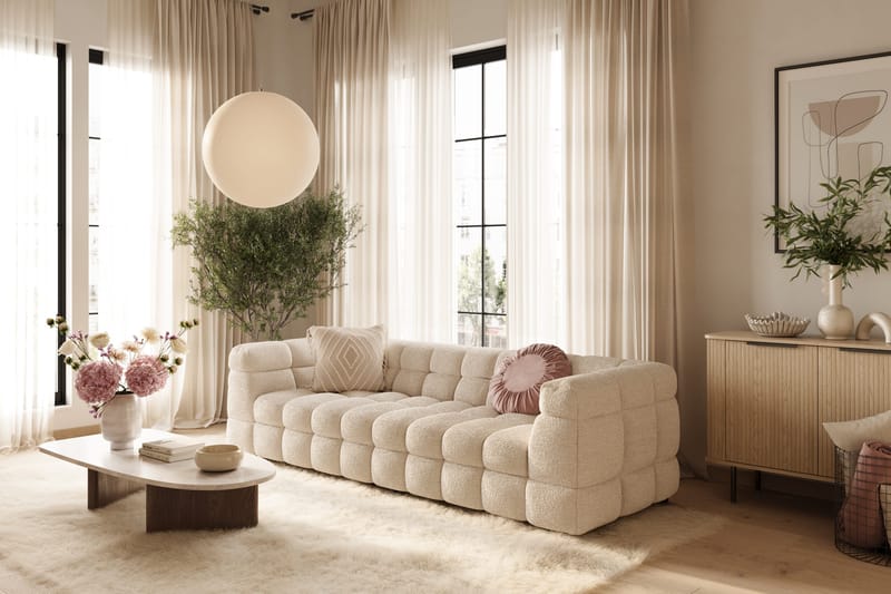 Elise Bubblig Soffgrupp 4-sits Soffa + Fåtölj - Beige - Products - Möbler - Soffa - Soffgrupp