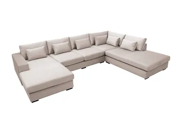 Grande 5-sits U-Soffa med Divan Vänster - Beige Sammet - Products - Möbler - Soffa - Sammetssoffa