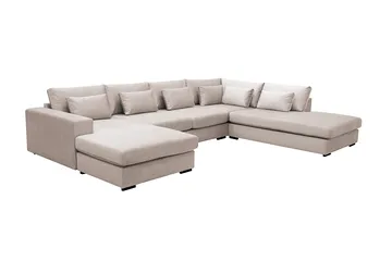 Grande 5-sits U-Soffa med Divan Vänster - Beige Sammet - Products - Möbler - Soffa - Sammetssoffa