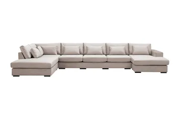 Grande 6-sits U-Soffa med Divan Höger - Beige Sammet - Products - Möbler - Soffa - Sammetssoffa