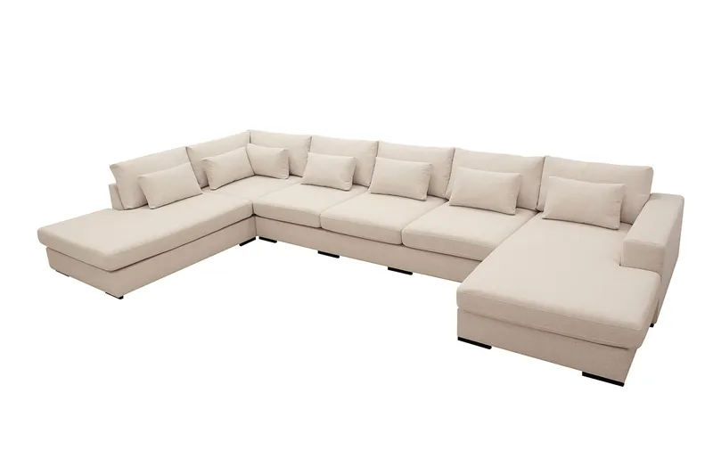 Grande 6-sits U-Soffa med Divan Höger - Beige Tyg - Products - Möbler - Soffa - U-soffa
