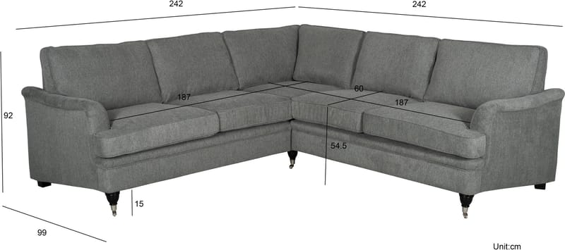Howard hörnsoffa i Grått tyg 5-sits soffa - Grått - Products - Möbler - Soffa - Hörnsoffa