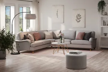 Howard Lyx 6-sits Högervänd L-formad Hörnsoffa i Tyg - Ljusgrå - Products - Möbler - Soffa - Hörnsoffa