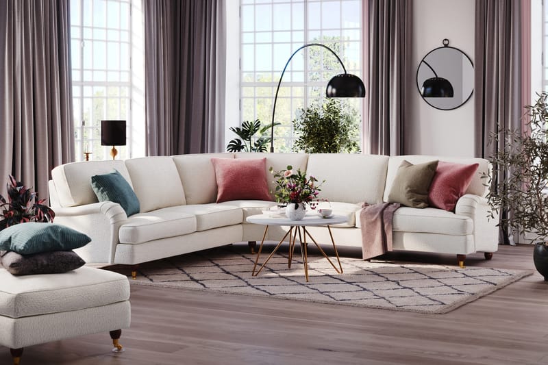 Howard Lyx 6-sits Vänstervänd L-formad Hörnsoffa i Bouclé - Vit - Products - Möbler - Soffa - Hörnsoffa