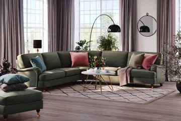 Howard Lyx 6-sits Vänstervänd L-formad Hörnsoffa i Manchester - Mörkgrön - Products - Möbler - Soffa - Hörnsoffa