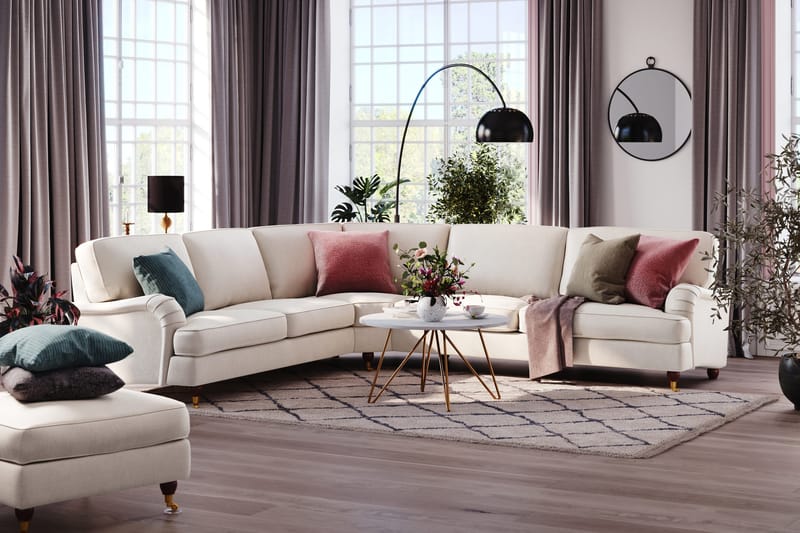 Howard Lyx 6-sits Vänstervänd L-formad Hörnsoffa i Sammet - Krämvit - Products - Möbler - Soffa - Hörnsoffa