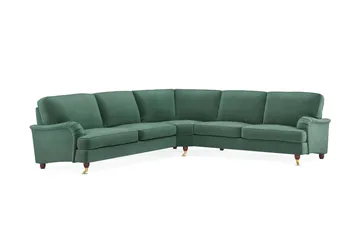 Howard Lyx 6-sits Vänstervänd L-formad Hörnsoffa i Sammet - Mörkgrön - Products - Möbler - Soffa - Hörnsoffa