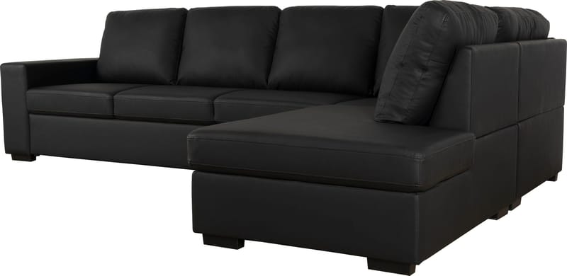 Solna soffa i svart PU öppet avslut 3A - Svart - Products - Möbler - Soffa - Hörnsoffa