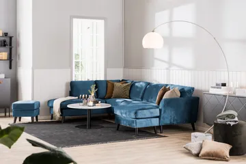 Trend 5-sits Högervänd L-formad Hörnsoffa med Divan i Sammet - Blå - Products - Möbler - Soffa - Hörnsoffa
