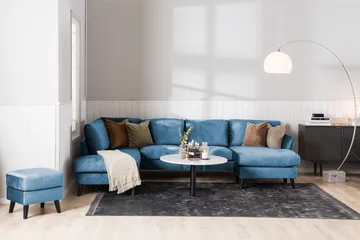Trend 5-sits Högervänd L-formad Hörnsoffa med Divan i Sammet - Blå - Products - Möbler - Soffa - Hörnsoffa