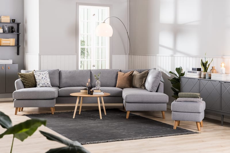 Trend 5-sits Högervänd U-formad Hörnsoffa med divan i Tyg - Grå - Products - Möbler - Soffa - Hörnsoffa