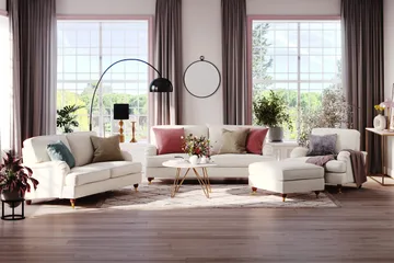Howard Lyx 2-sits Sammetssoffa - Krämvit - Products - Möbler - Soffa - Sammetssoffa