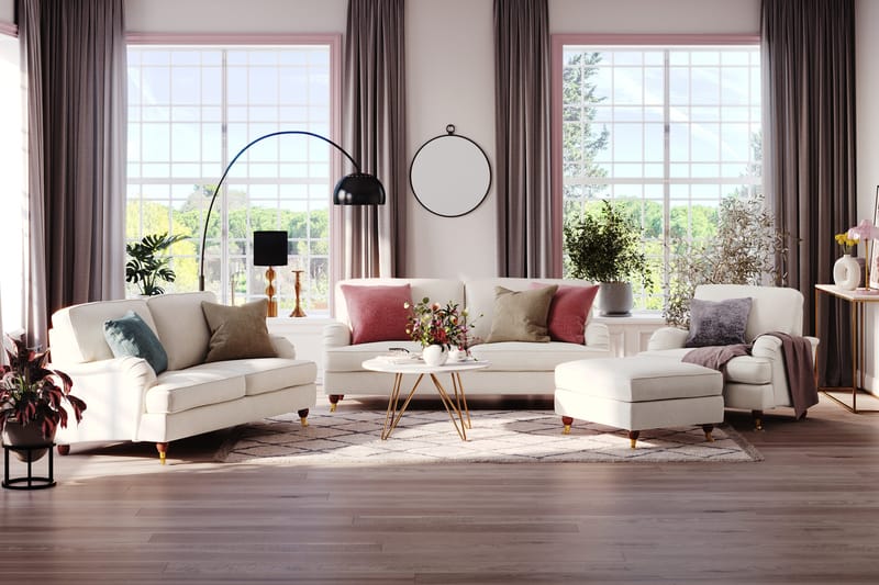 Howard Lyx 2-sits Sammetssoffa - Krämvit - Products - Möbler - Soffa - Sammetssoffa