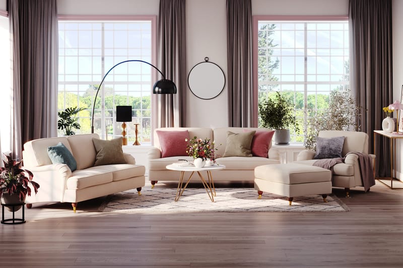 Howard Lyx 4-sits Manchestersoffa - Beige - Products - Möbler - Soffa - Howardsoffa