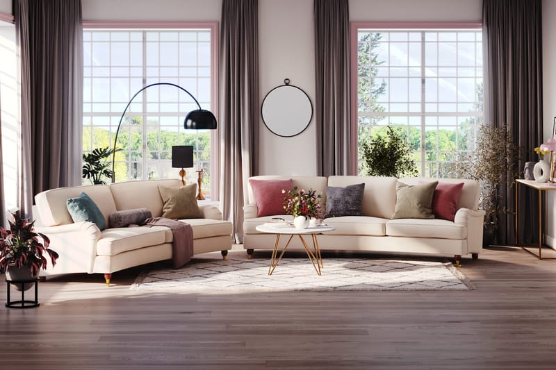 Howard Lyx 4-sits Svängd Manchestersoffa - Beige - Products - Möbler - Soffa - Howardsoffa