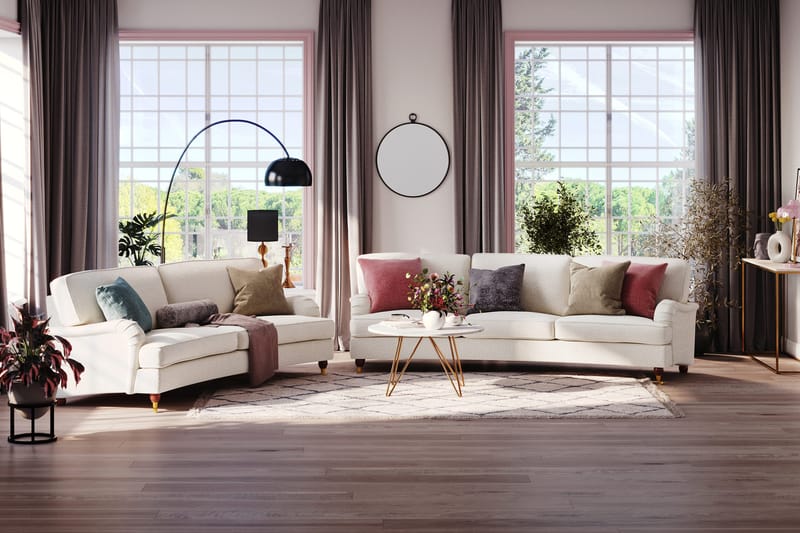 Howard Lyx 4-sits Svängd Soffa i Bouclé - Vit - Products - Möbler - Soffa - Howardsoffa