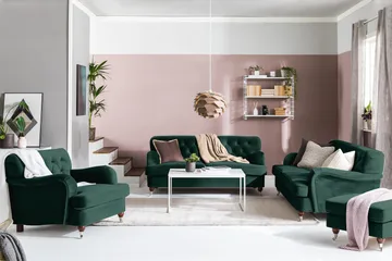 Howard Riviera 3-sits Sammetssoffa - Grön - Products - Möbler - Soffa - 3 sits soffa