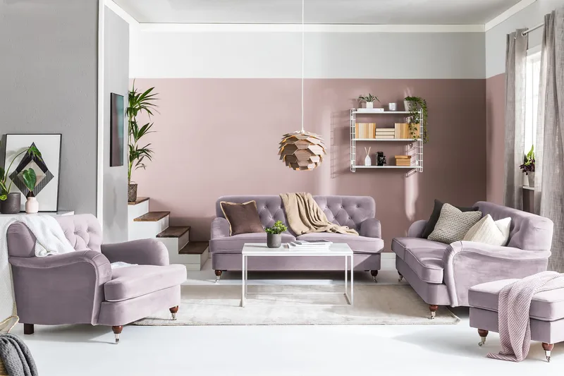 Howard Riviera 3-sits Sammetssoffa - Lila - Products - Möbler - Soffa - 3 sits soffa
