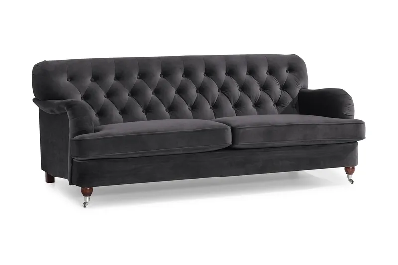Howard Riviera 3-sits Sammetssoffa - Mörkgrå - Products - Möbler - Soffa - 3 sits soffa
