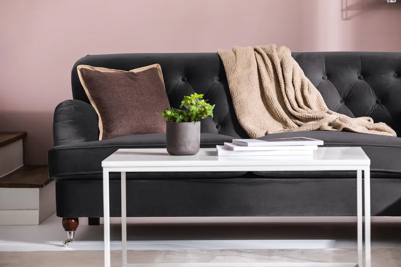 Howard Riviera 3-sits Sammetssoffa - Mörkgrå - Products - Möbler - Soffa - 3 sits soffa