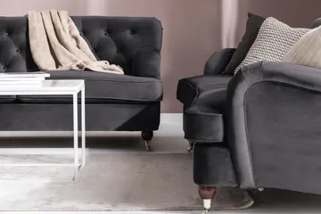 Howard Riviera 3-sits Svängd Sammetssoffa - Mörkgrå - Products - Möbler - Soffa - 3 sits soffa