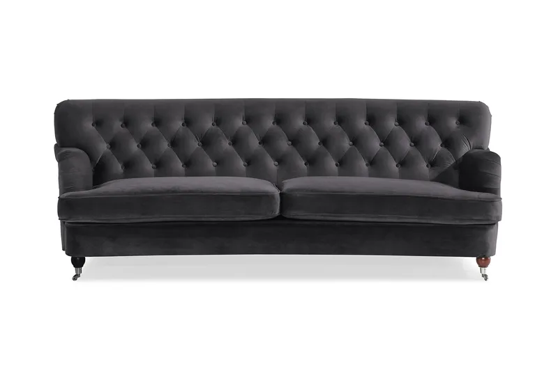 Howard Riviera 3-sits Svängd Sammetssoffa - Mörkgrå - Products - Möbler - Soffa - 3 sits soffa