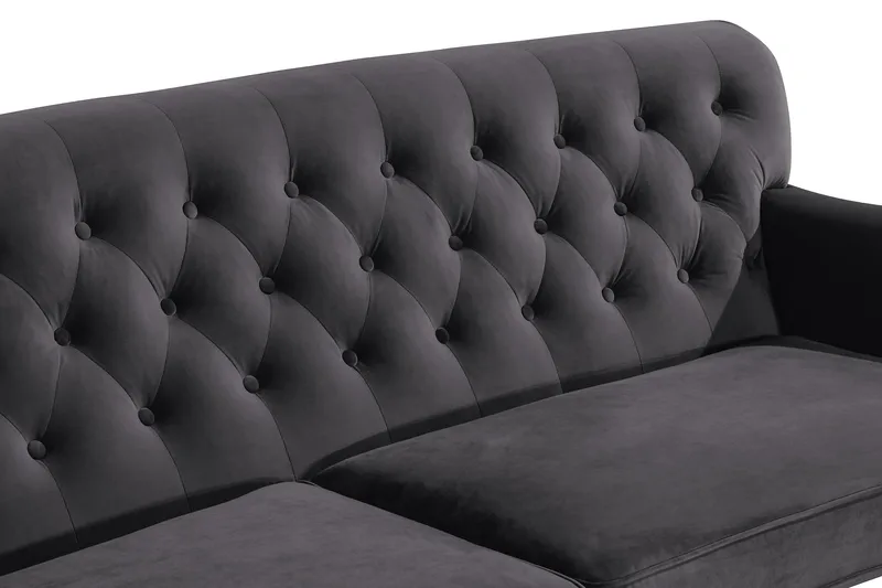 Howard Riviera 3-sits Svängd Sammetssoffa - Mörkgrå - Products - Möbler - Soffa - 3 sits soffa