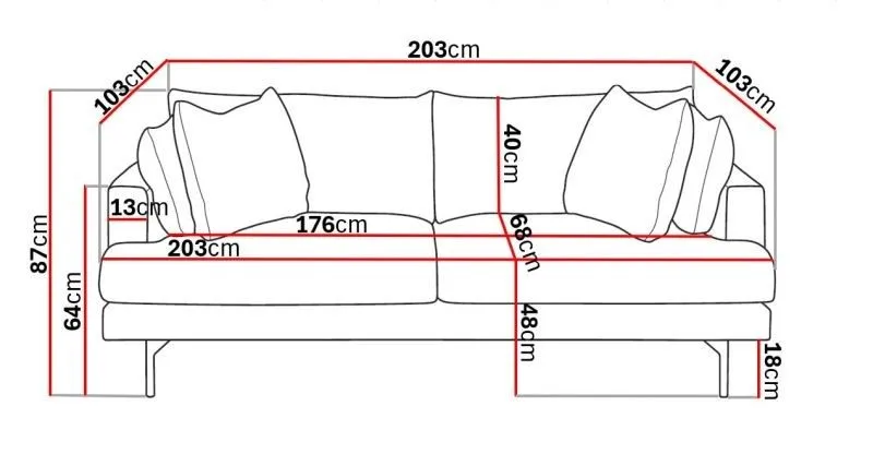 Menard 3-sits Djup Tygsoffa - Brun - Products - Möbler - Soffa - 3 sits soffa