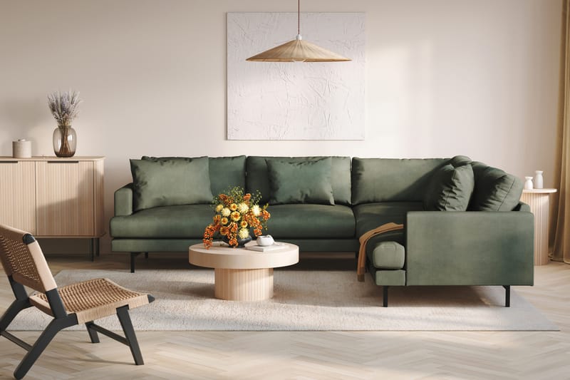 Menard 6-sits Högervänd L-formad Hörnsoffa i Manchester - Grön - Products - Möbler - Soffa - Hörnsoffa