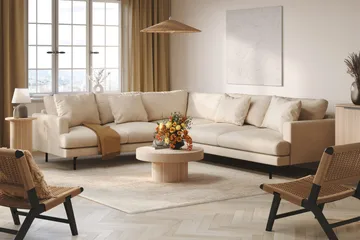 Menard 6-sits Vänstervänd L-formad Hörnsoffa i Manchester - Beige - Products - Möbler - Soffa - Hörnsoffa