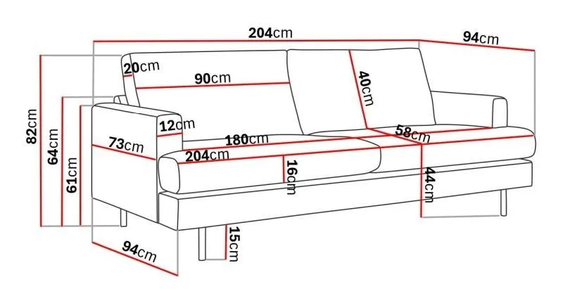 Menard Compact 3-sits Manchestersoffa - Grå - Products - Möbler - Soffa - 3 sits soffa
