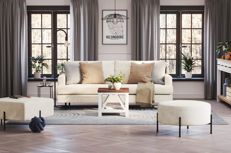Menard Compact 3-sits Sammetssoffa - Krämvit - Products - Möbler - Soffa - 3 sits soffa