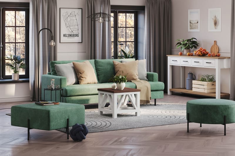 Menard Compact 3-sits Sammetssoffa - Mörkgrön - Products - Möbler - Soffa - 3 sits soffa