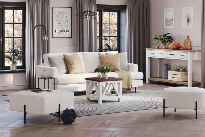 Menard Compact 3-sits Soffa i Bouclé - Vit - Products - Möbler - Soffa - 3 sits soffa