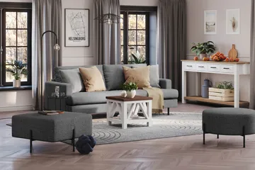 Menard Compact 3-sits Tygsoffa - Mörkgrå - Products - Möbler - Soffa - 3 sits soffa